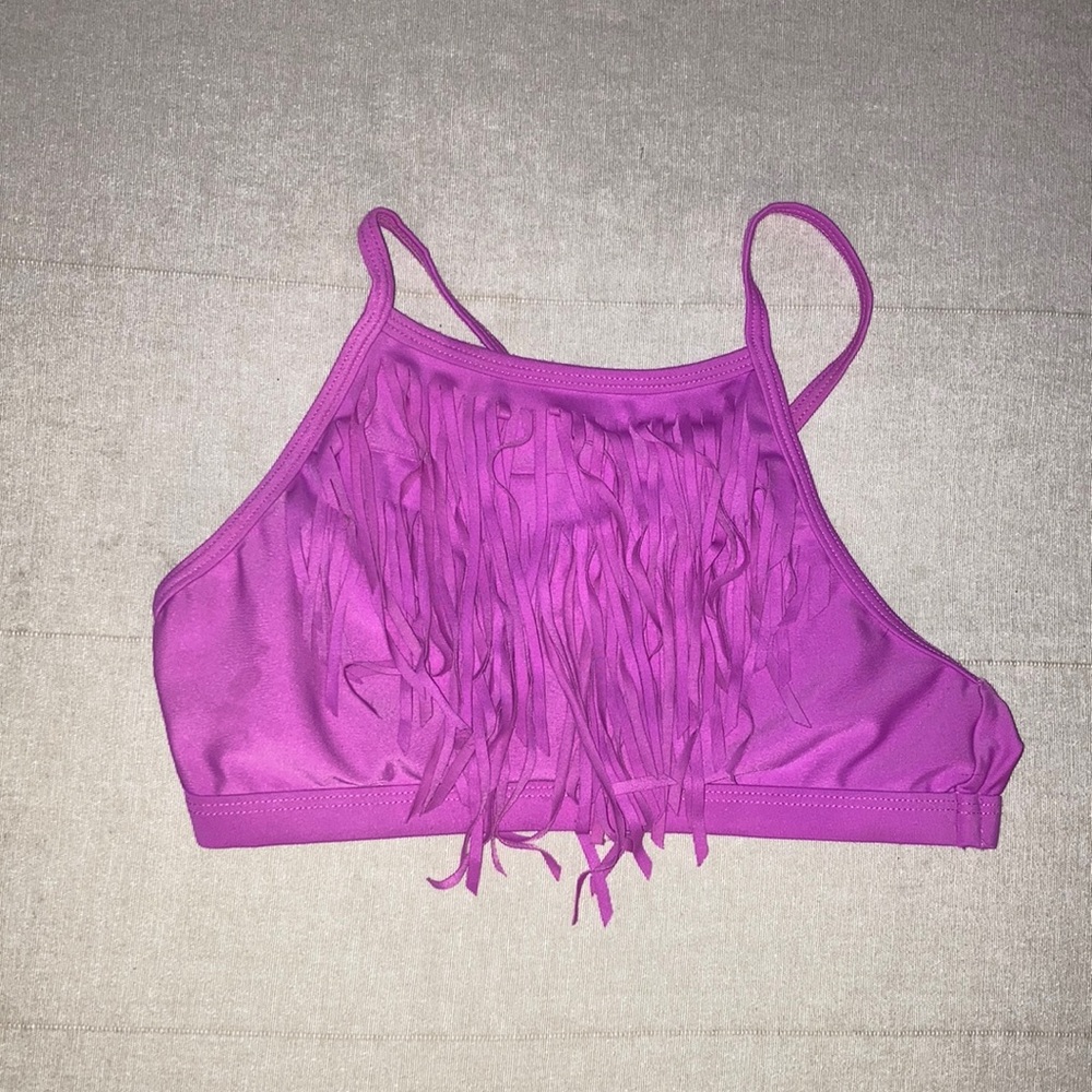 Justice Purple Fringe Bathing Suit Top‎ size 12